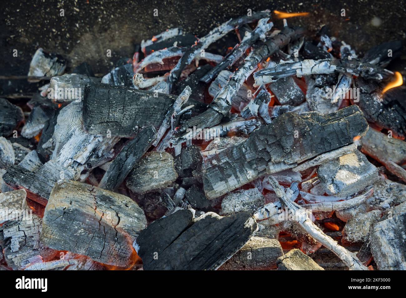 Legna da ardere e carbone in camino, preparazione per barbecue Foto stock -  Alamy