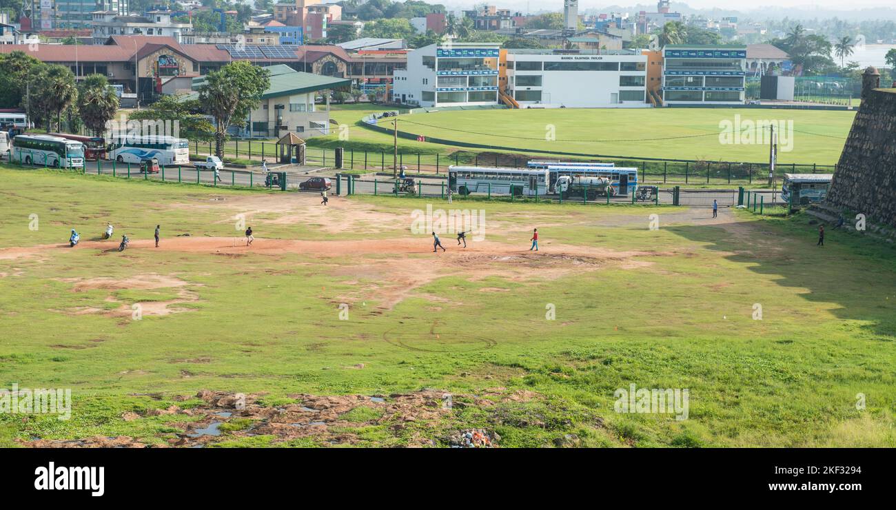 Galle campo di cricket e forte, Sri Lanka Foto Stock