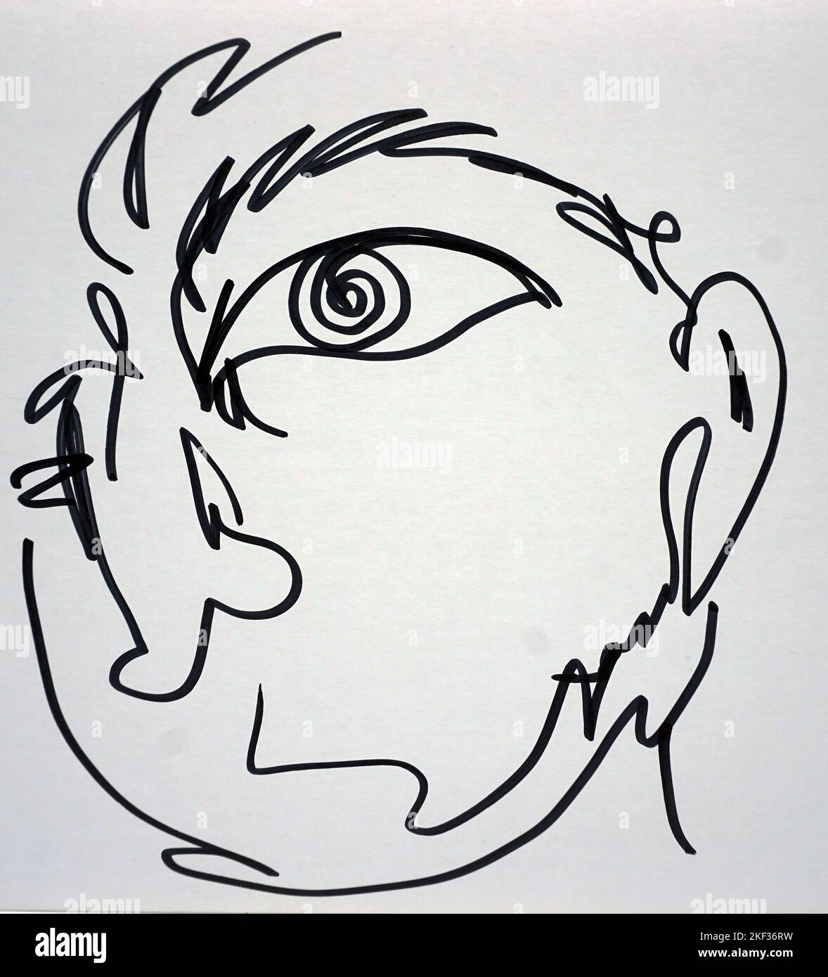 Disegno d'arte contorno astratto marcatore copico uomo faccia , accademia d'arte Foto Stock