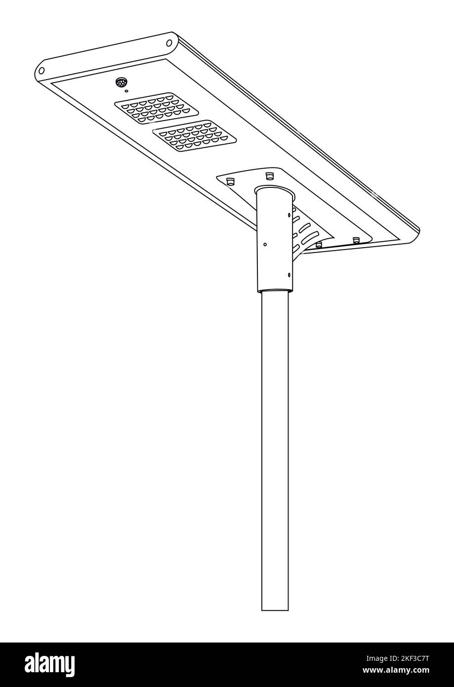 Luce solare da strada tutto in uno, lampione da strada, soluzione autonoma, illustrazione Foto Stock