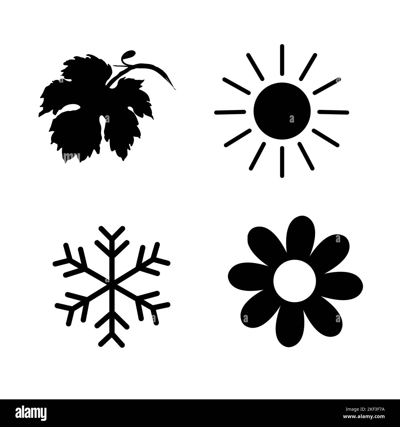 Set di quattro illustrazioni vettoriali di stagione. Icona della stagione Illustrazione Vettoriale