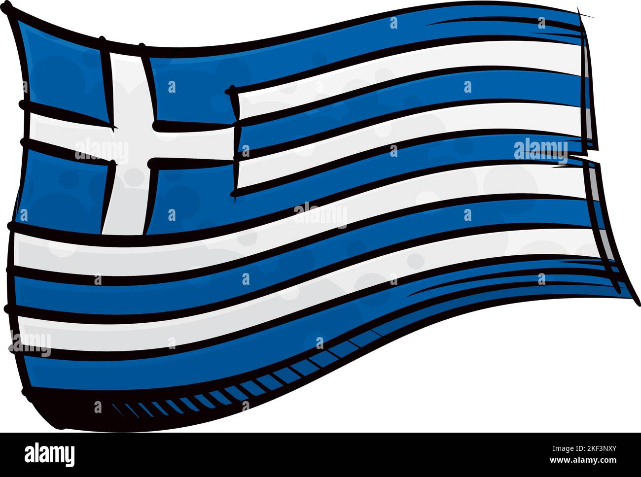 Dipinta bandiera greca che ondola nel vento Illustrazione Vettoriale
