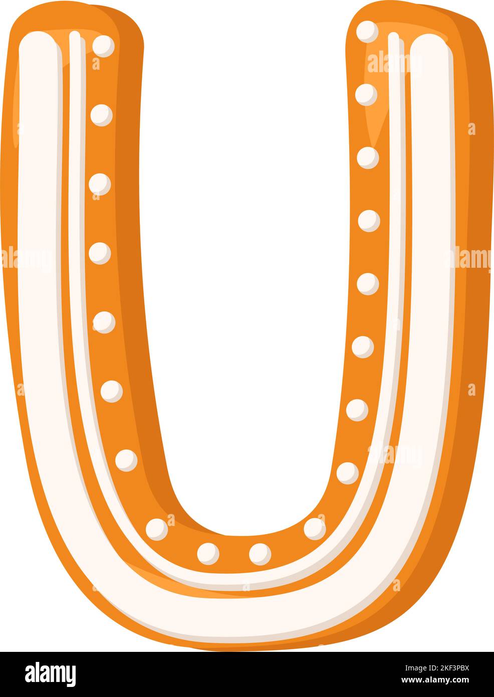 Lettera U in pan di zenzero smaltato. Carattere festivo, simbolo di felice anno nuovo e Natale, segno e lettere di diverse forme. Illustrazione piatta vettoriale Illustrazione Vettoriale