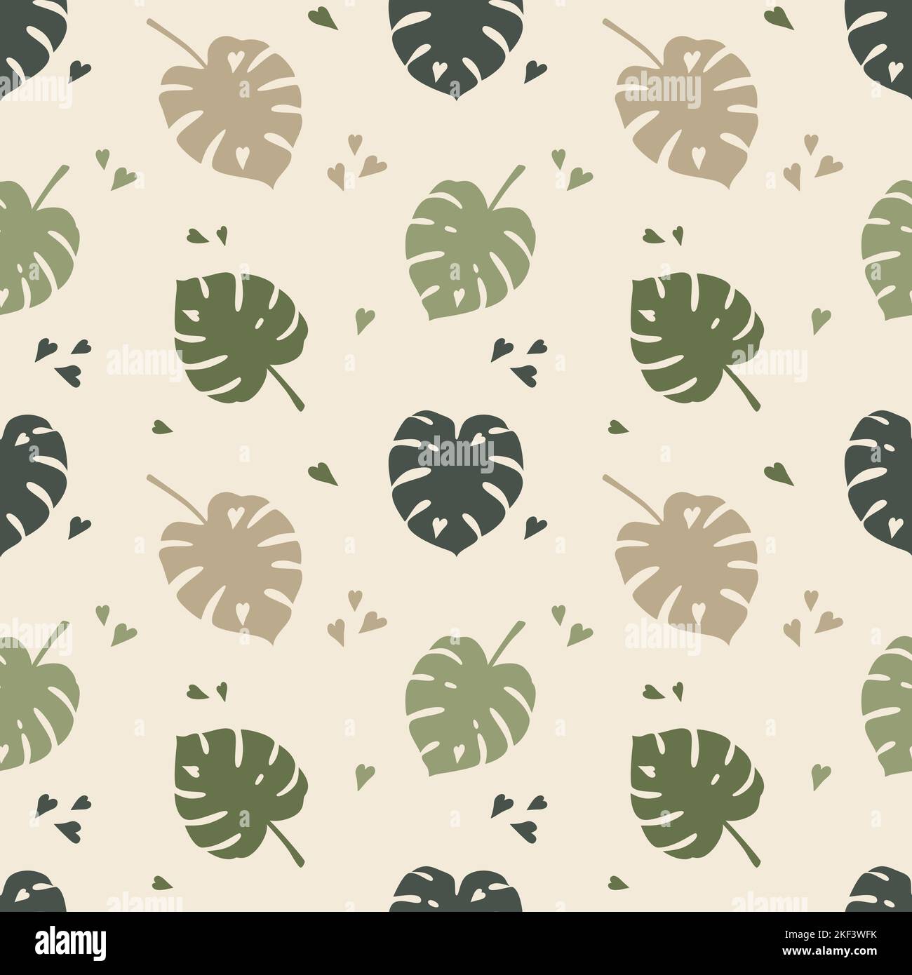 Monstera deliziosa tropicale lascia un pattern vettoriale senza cuciture Illustrazione Vettoriale