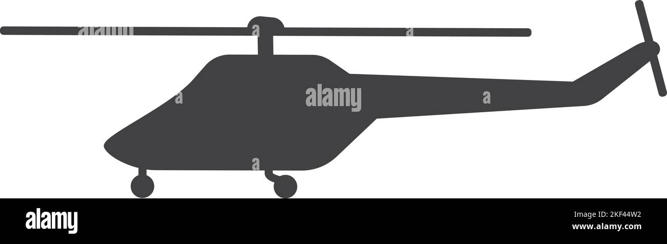 Elicottero volante. Icona nera dell'aereo. Trasporto aereo Illustrazione Vettoriale