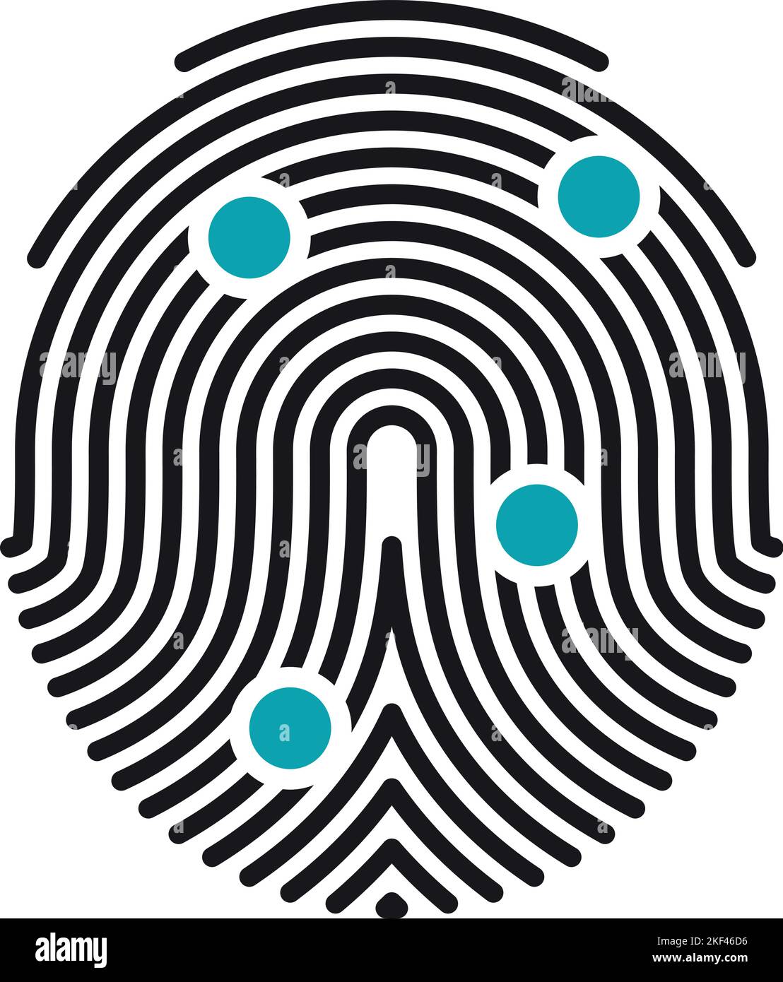 Autenticazione dei dati biometrici. Icona del processo di scansione delle impronte digitali Illustrazione Vettoriale