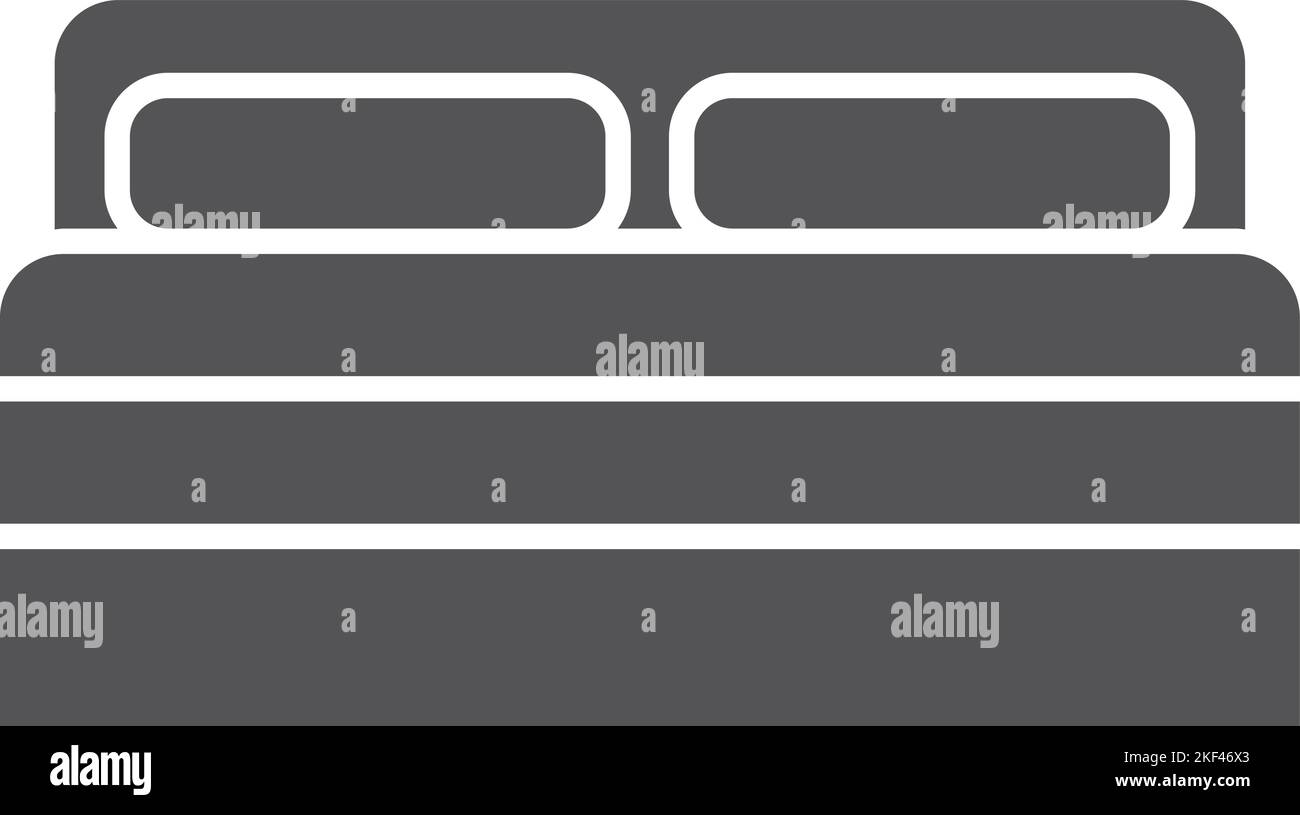 Letto matrimoniale icona nera. Simbolo dell'arredamento della camera da letto Illustrazione Vettoriale