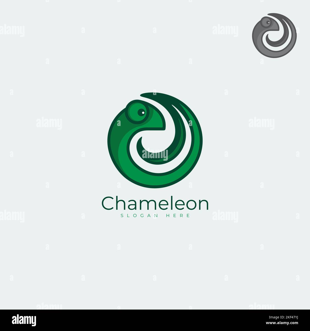 Cerchio astratto verde icona del simbolo del logo Chameleon. Illustrazione vettoriale EPS.8 EPS.10 Illustrazione Vettoriale