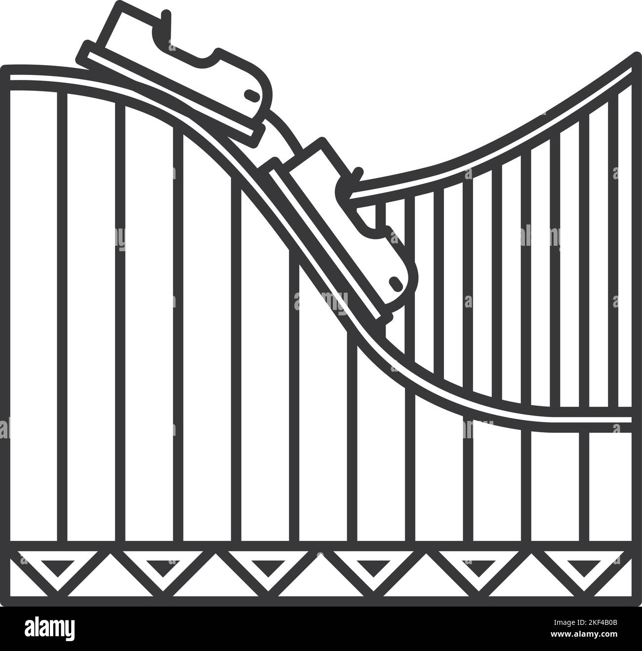 Icona della linea delle montagne russe. Giro nel parco divertimenti Illustrazione Vettoriale