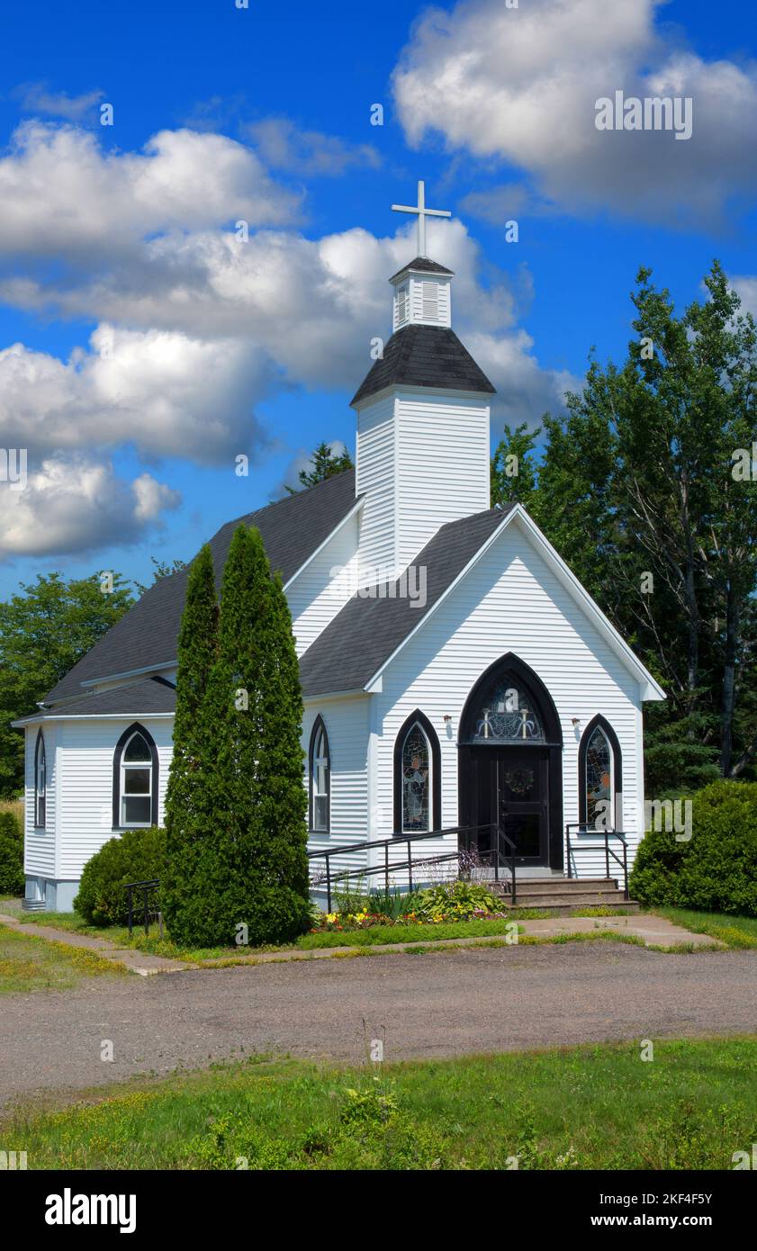 Canada, Kanada, Fairfield, New Brunswick, Kleine weisse Kirche, Fairfield Baptist Church, Holzkirche, Foto Stock