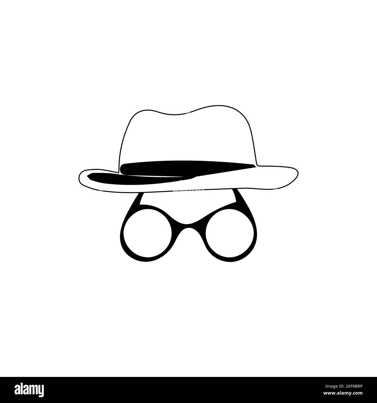 Incognito Icon uomo donna viso con occhiali Vector Graphic in bianco e nero. Linea di spionaggio e icona glifo, sicurezza e detective, hacker Illustrazione Vettoriale