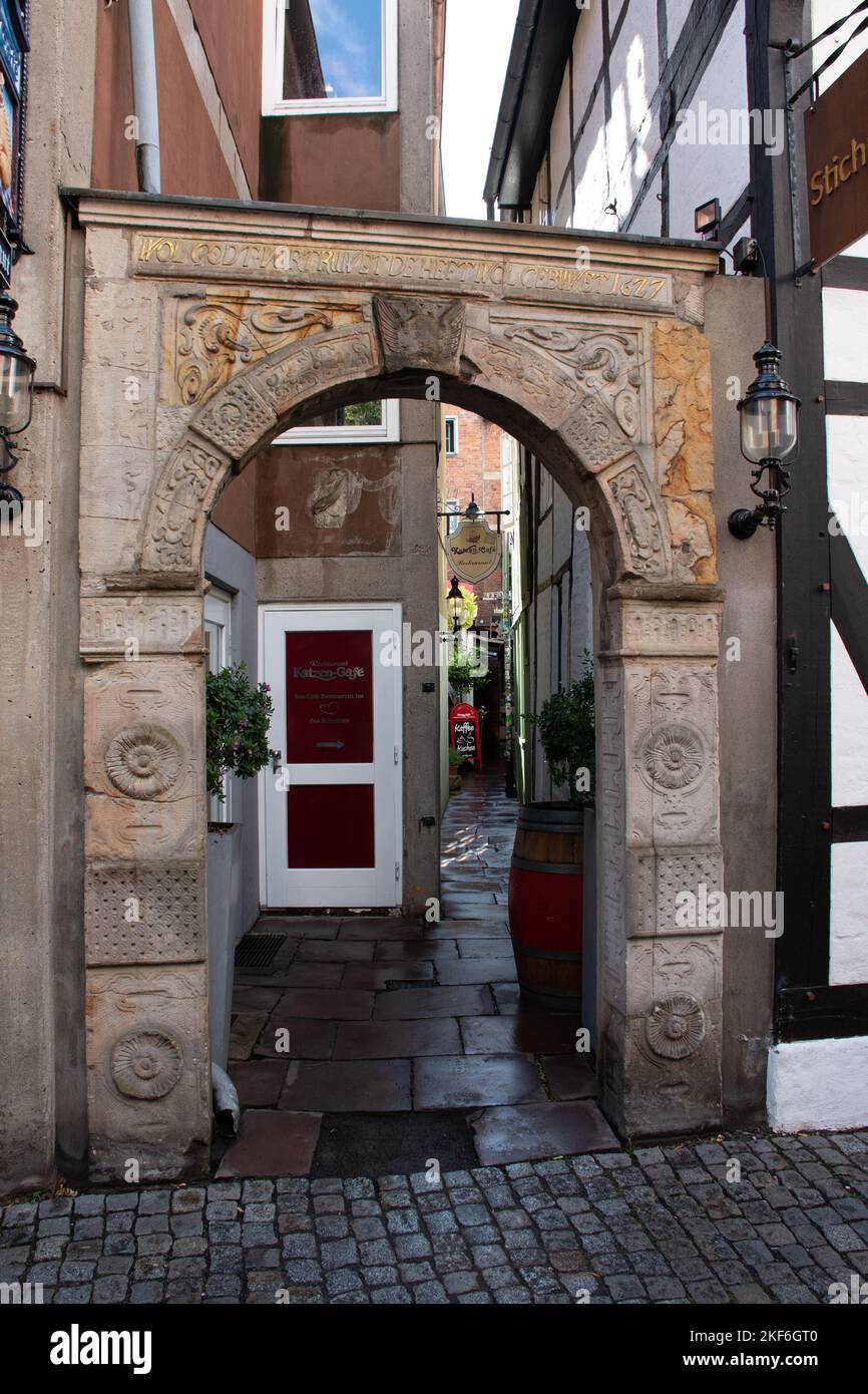 Un arco nel quartiere Schnoor di Brema Foto Stock