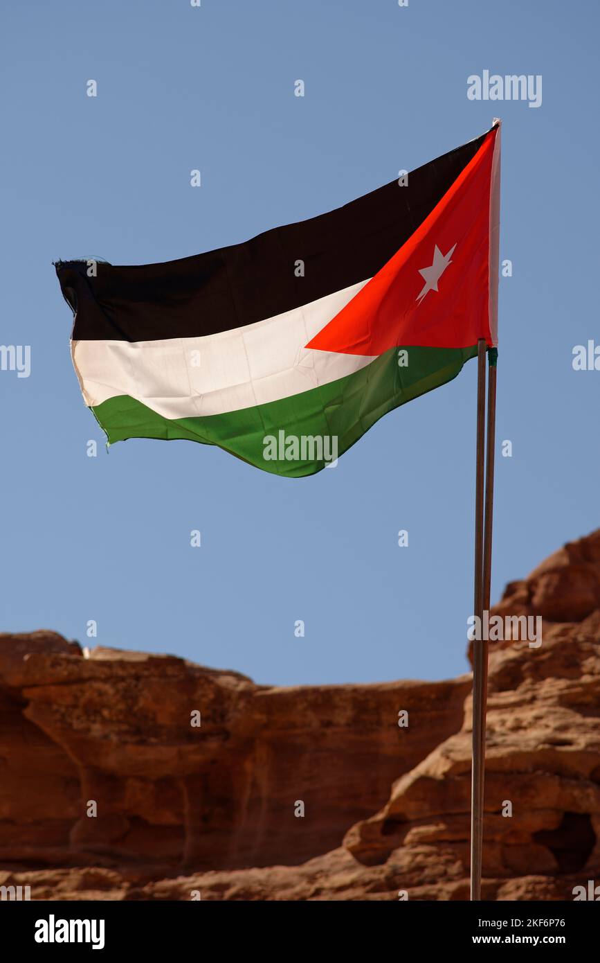 Bandiera del regno hashemita di Giordania. Foto Stock