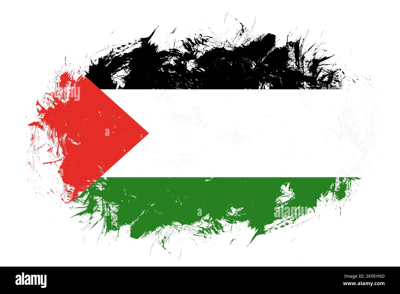 Bandiera Palestine su sfondo pennello tratto astratto Foto Stock
