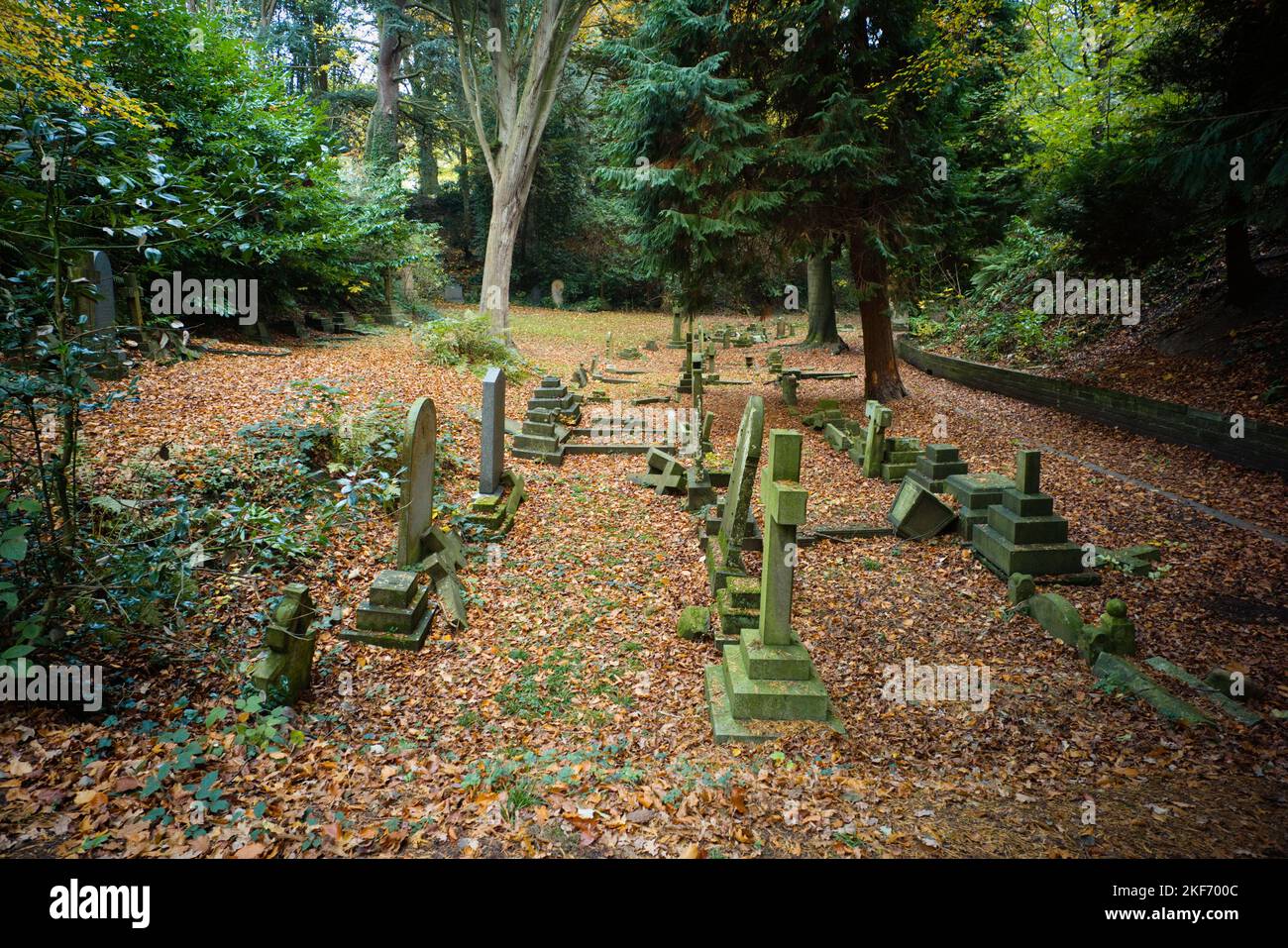 Scarborough Manor Road cimitero in cui il consiglio hanno rovesciato e lasciato sul terreno eventuali pietre non sicure Foto Stock