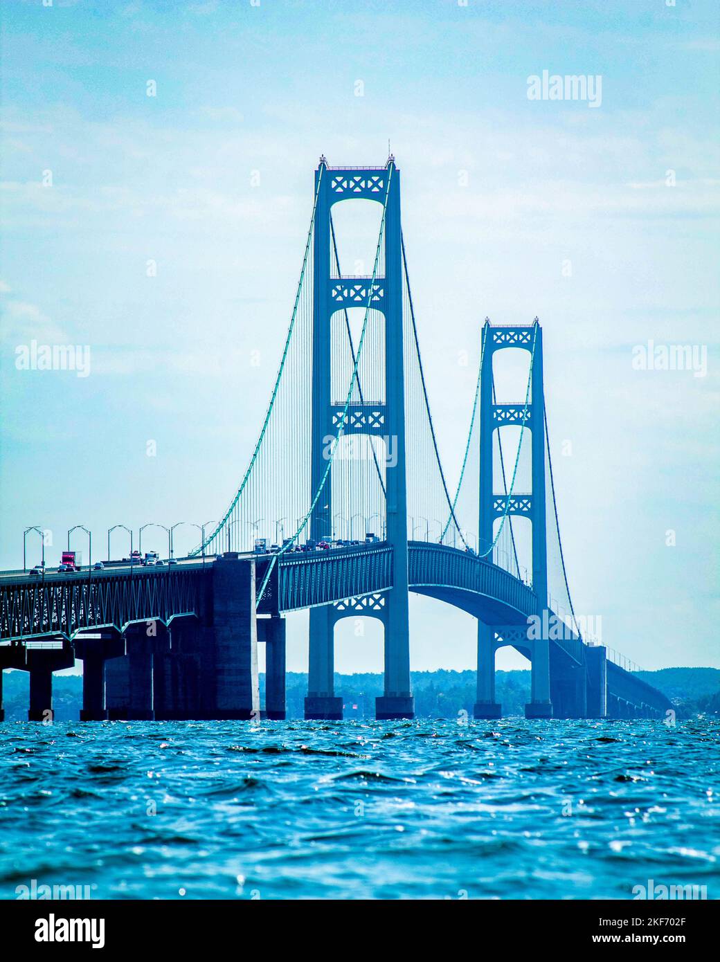 Mackinaw Bridge visto da St. Ignace Foto Stock