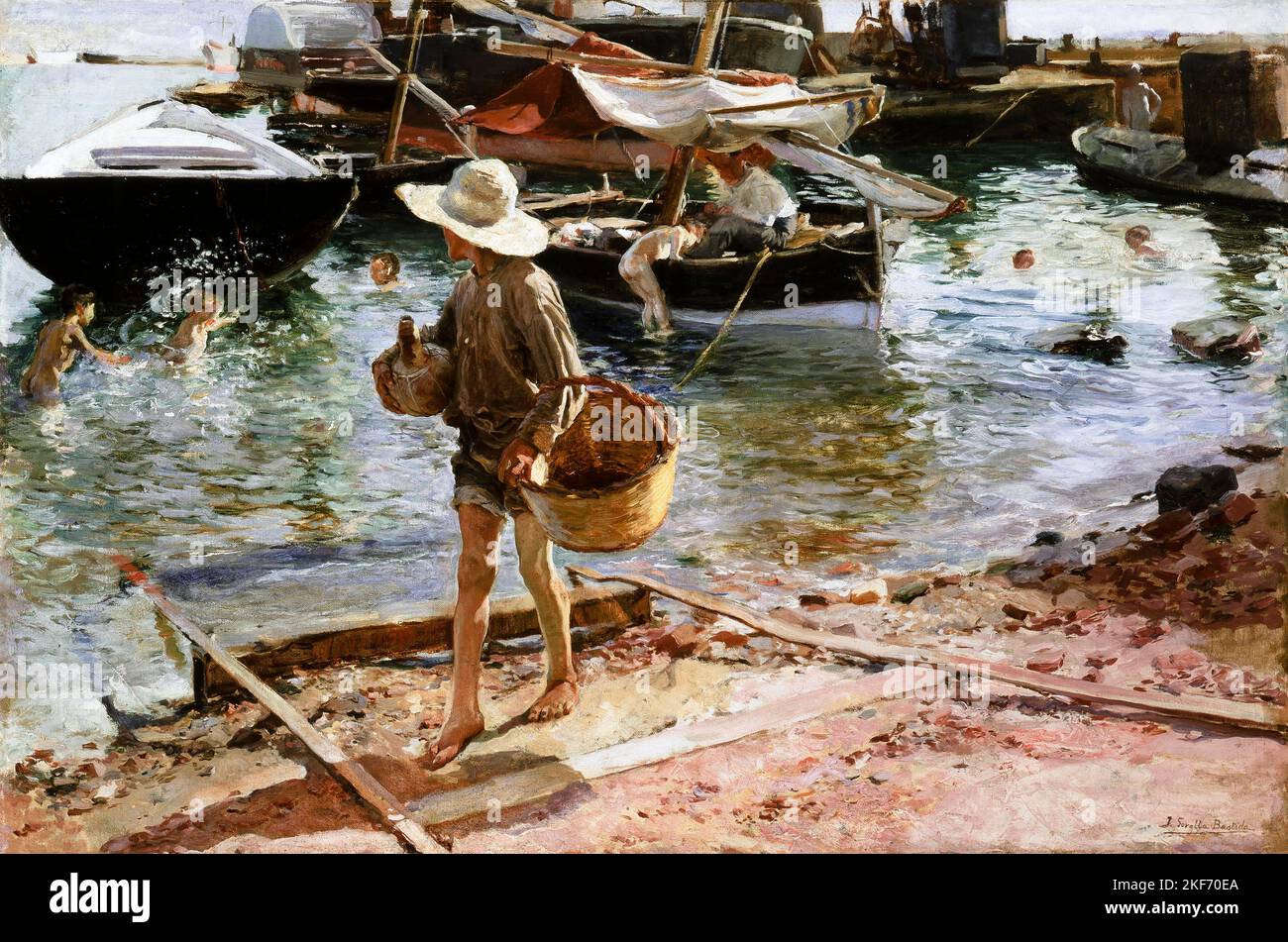 Joaquin Sorolla. Dipinto intitolato 'Puerto de Valencia' dell'artista spagnolo, Joaquín Sorolla y Bastida (1863-1923), olio su tela, 1897 Foto Stock
