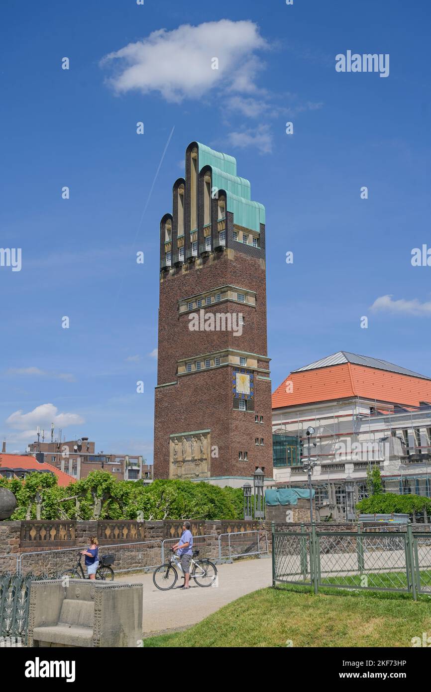 Hochzeitsturm, Mathildenhöhe, Darmstadt, Hessen, Deutschland Foto Stock