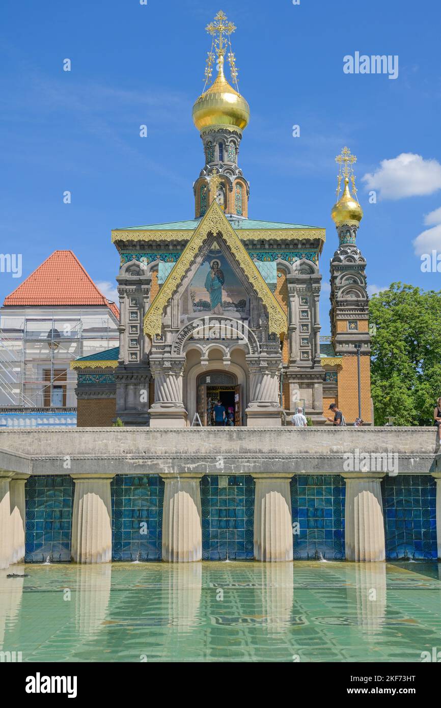 Russische Orthodoxe Kirche der heiligen Maria Magdalena, Mathildenhöhe, Darmstadt, Hessen, Deutschland Foto Stock