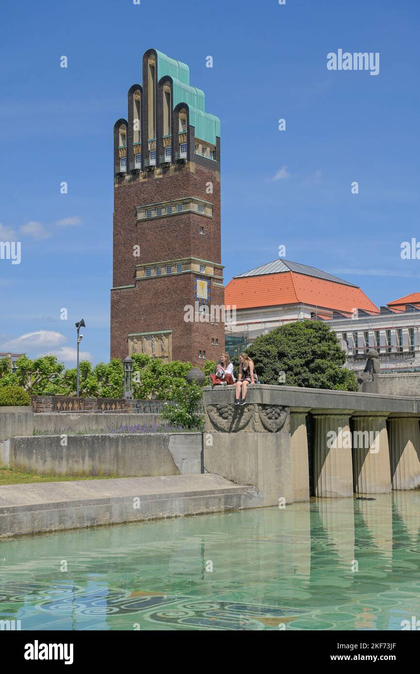 Hochzeitsturm, Mathildenhöhe, Darmstadt, Hessen, Deutschland Foto Stock