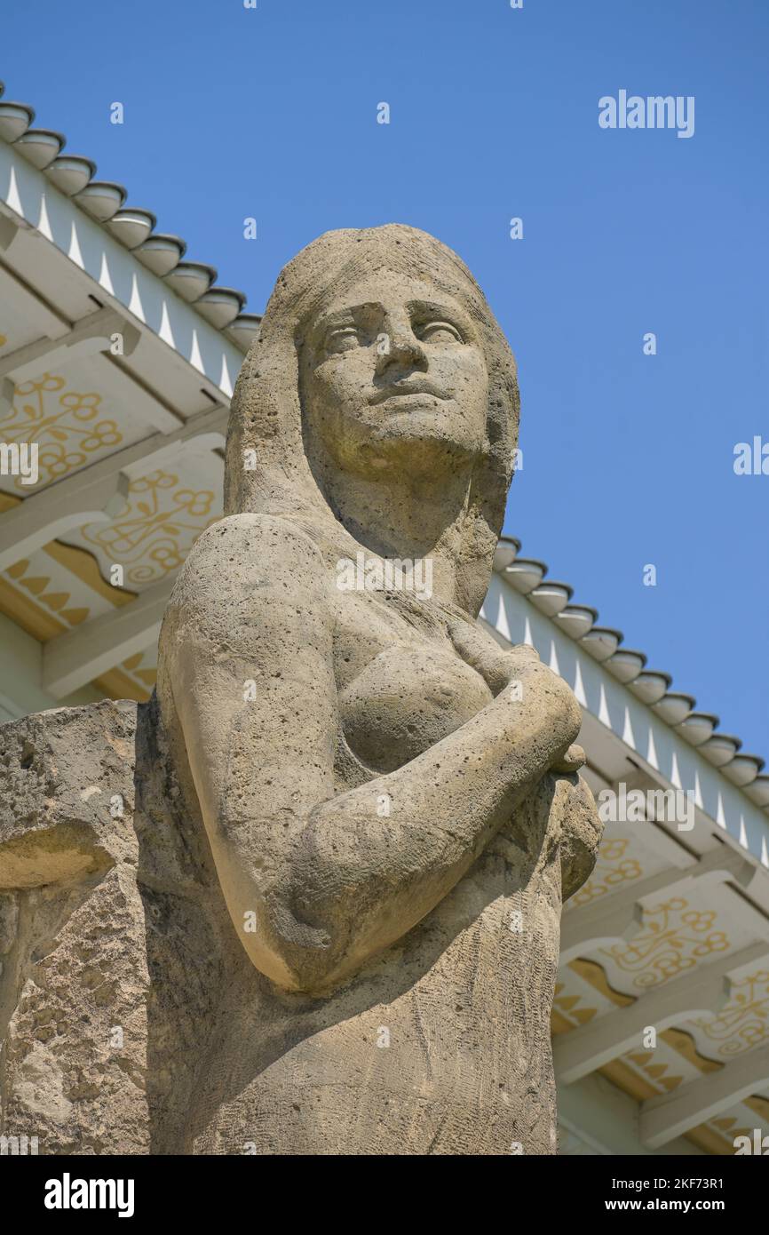 Figur Schönheit, Bildhauer Ludwig Habich, Ernst Ludwig-Haus, Museum Künstlerkolonie, Olbrichweg, Mathildenhöhe, Darmstadt, Hessen, Deutschland Foto Stock