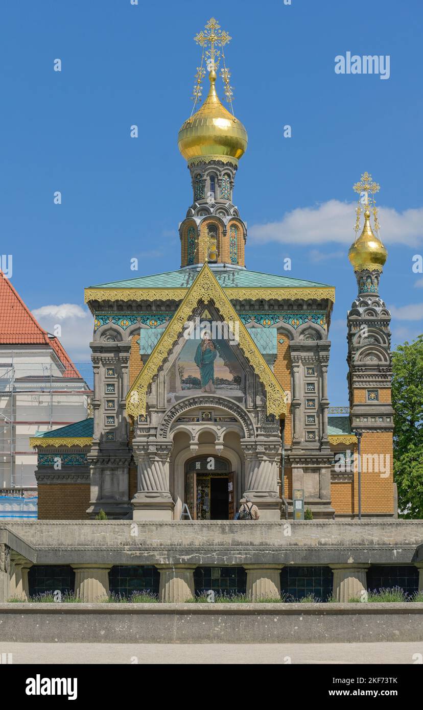 Russische Orthodoxe Kirche der heiligen Maria Magdalena, Mathildenhöhe, Darmstadt, Hessen, Deutschland Foto Stock