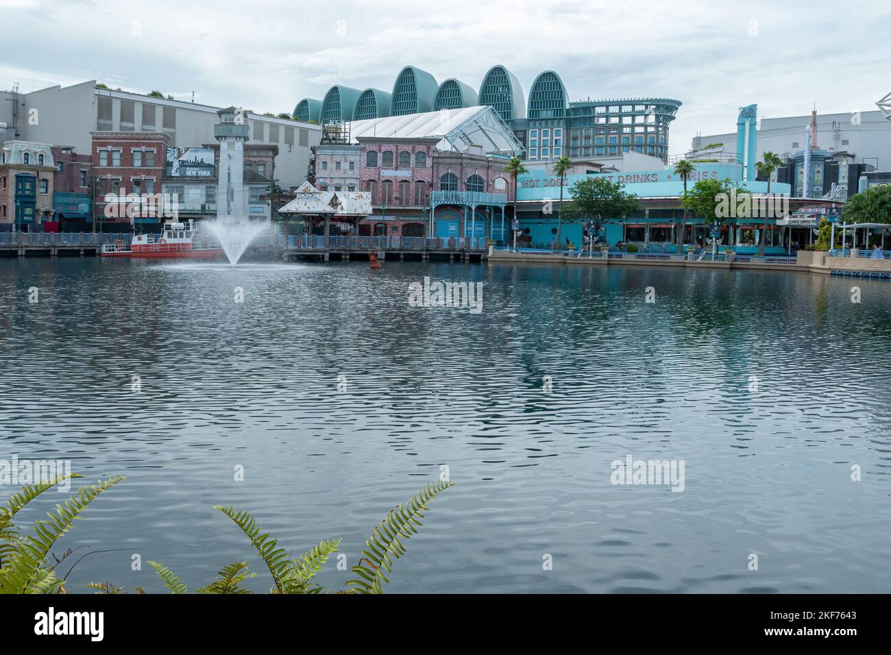 L'Universal Studio Singapore e' un parco a tema situato all'interno del Resorts World Sentosa sull'Isola di Sentosa, Singapore. Foto Stock