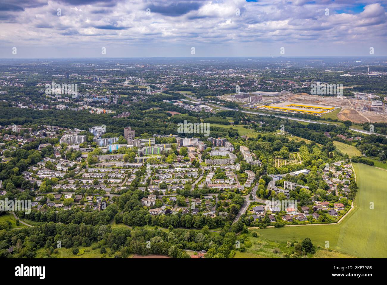 Veduta aerea, tenuta Gropiusweg, residenze studentesche, Querenburg, Bochum, Zona della Ruhr, Renania settentrionale-Vestfalia, Germania, AKAFÖ Student Residence Au Foto Stock