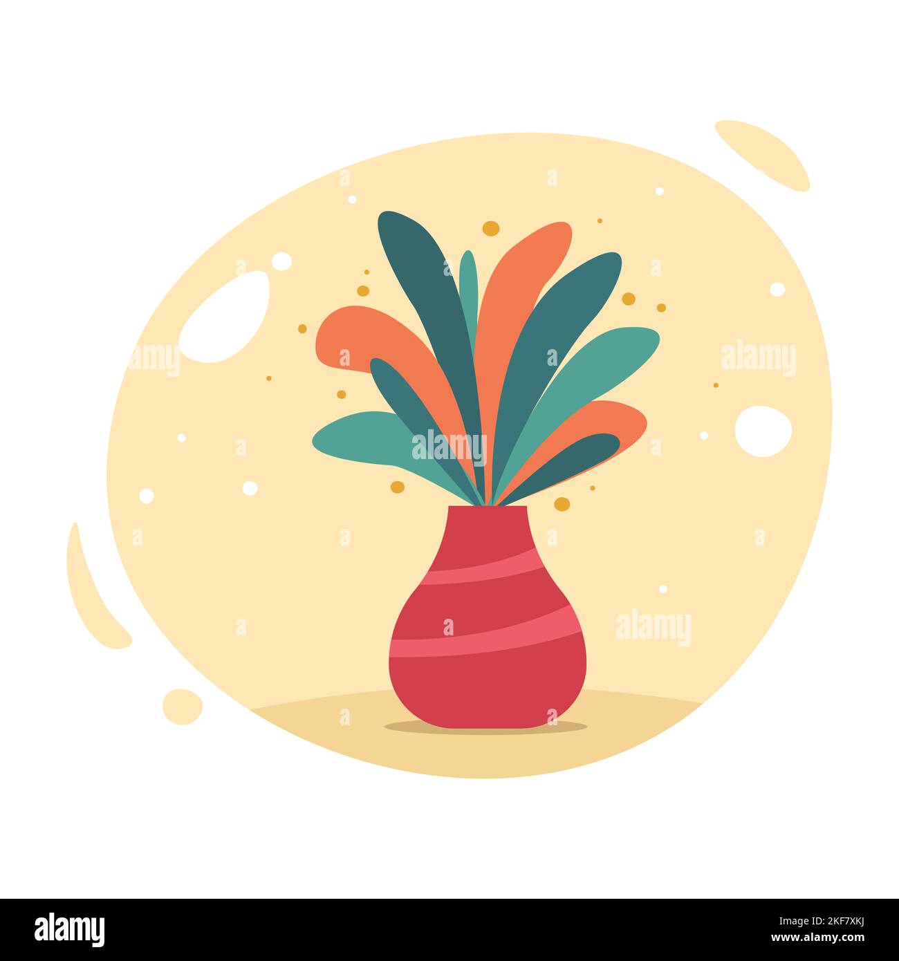 Vasi di ceramica con piante della casa. Piante della casa in pentole. Illustrazione Vettoriale