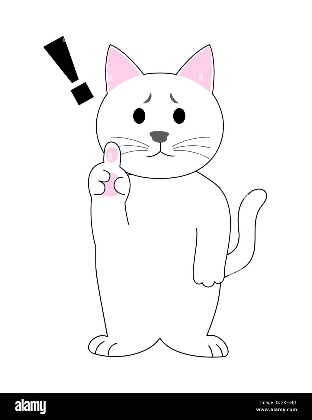 Un gattino bianco che esprime una cautela Foto Stock