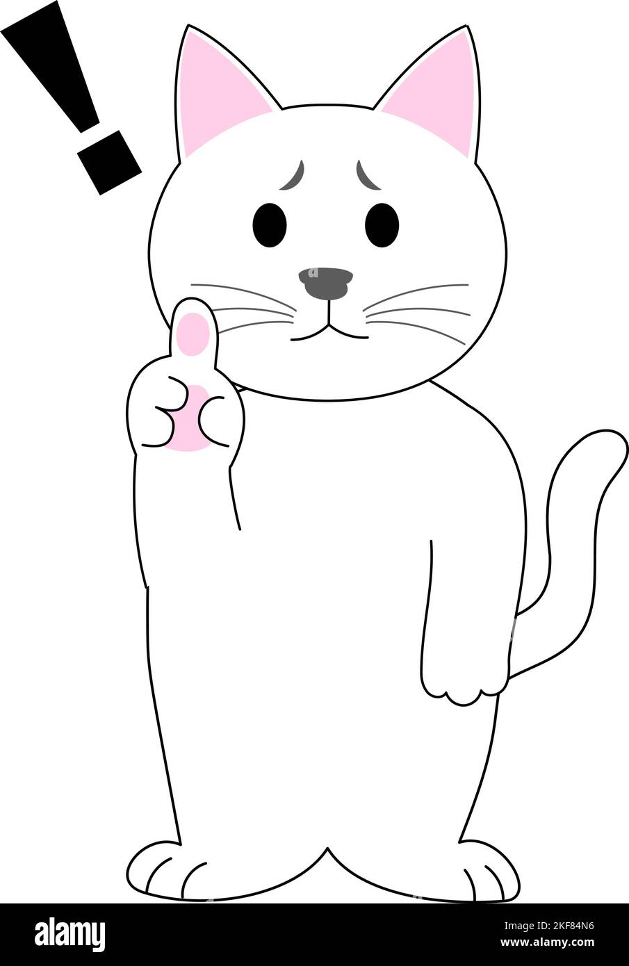 Un gattino bianco che esprime una cautela Foto Stock