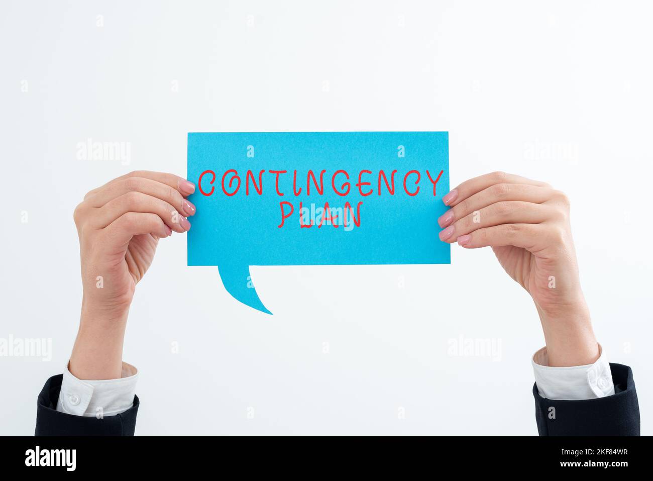 Firmare la visualizzazione del piano di contingenza. Foto concettuale Un piano progettato per tenere conto di un possibile evento futuro Foto Stock