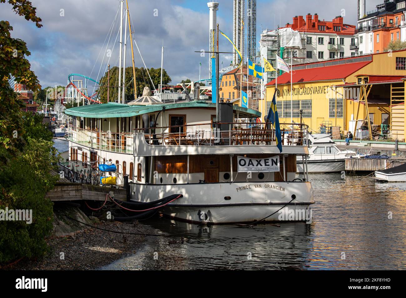 Hotel galleggiante o nave albergo Prince van Orangiën a Beckholmen, Stoccolma, Svezia Foto Stock