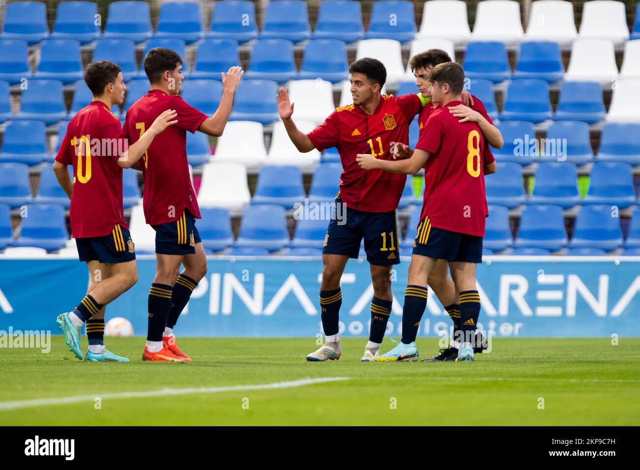 1-0 Gol Celebration, BARBERA VICTOR, SPAGNA U19 vs ARABIA SAUDITA U20, uomini, amichevole match, Football Wek, Pinatar Arena Football Center. Spagna, Regione Foto Stock