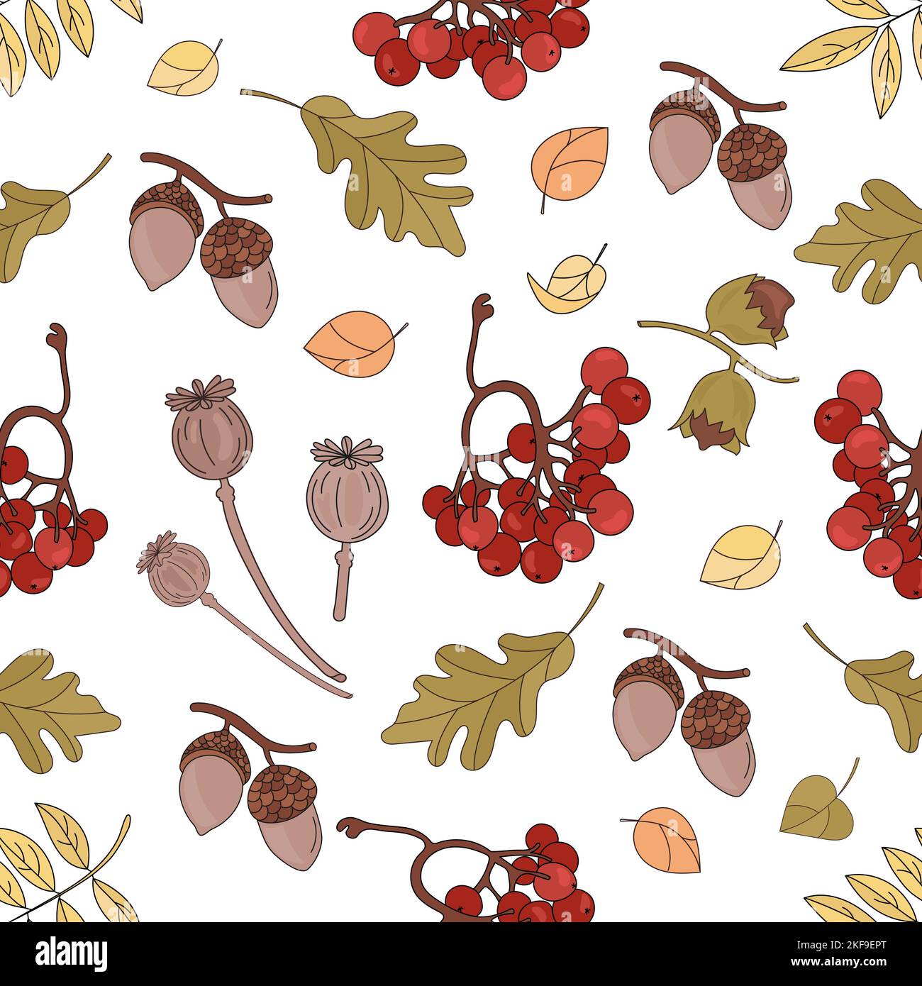 PAESAGGIO AUTUNNALE Autunno Stagione modello senza cuciture Vector Illustration for Print Illustrazione Vettoriale