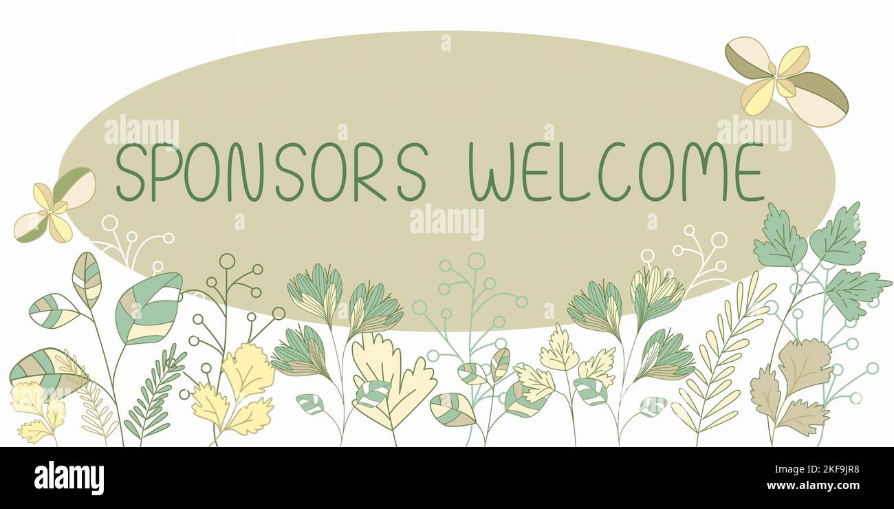 L'esposizione concettuale sponsorizza Benvenuto. Foto concettuale saluto inserzionista che supporta un business o individuale Foto Stock