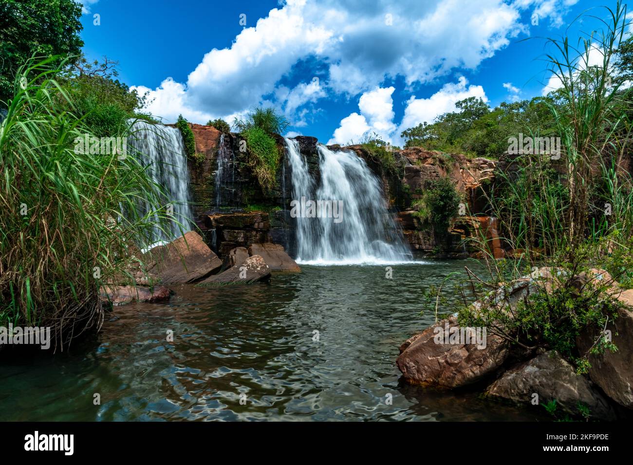 Cascata in Brasile Cachoeira do Arrojado em Cristalina Goias Foto Stock