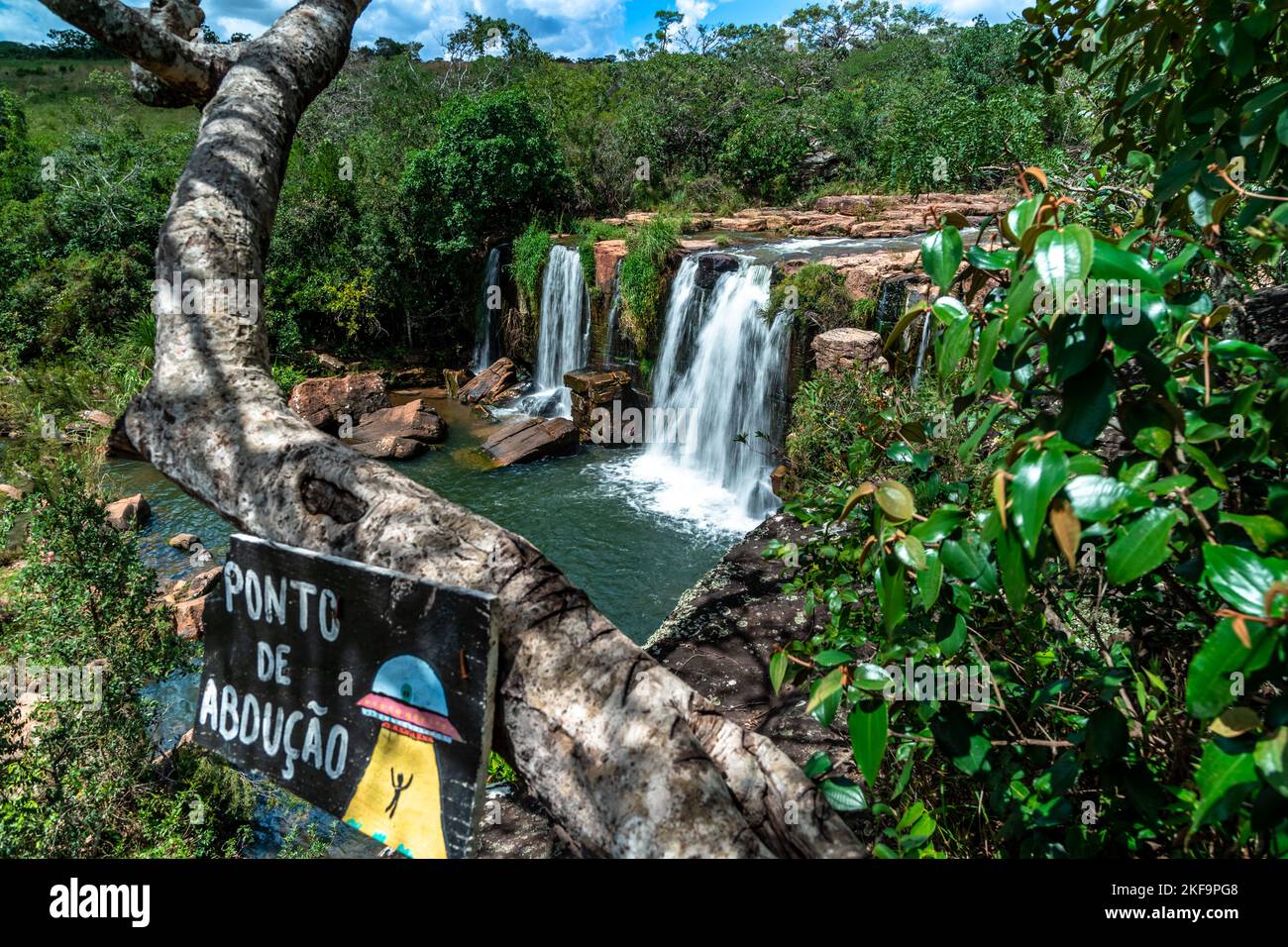 Cascata in Brasile Cachoeira do Arrojado em Cristalina Goias Foto Stock