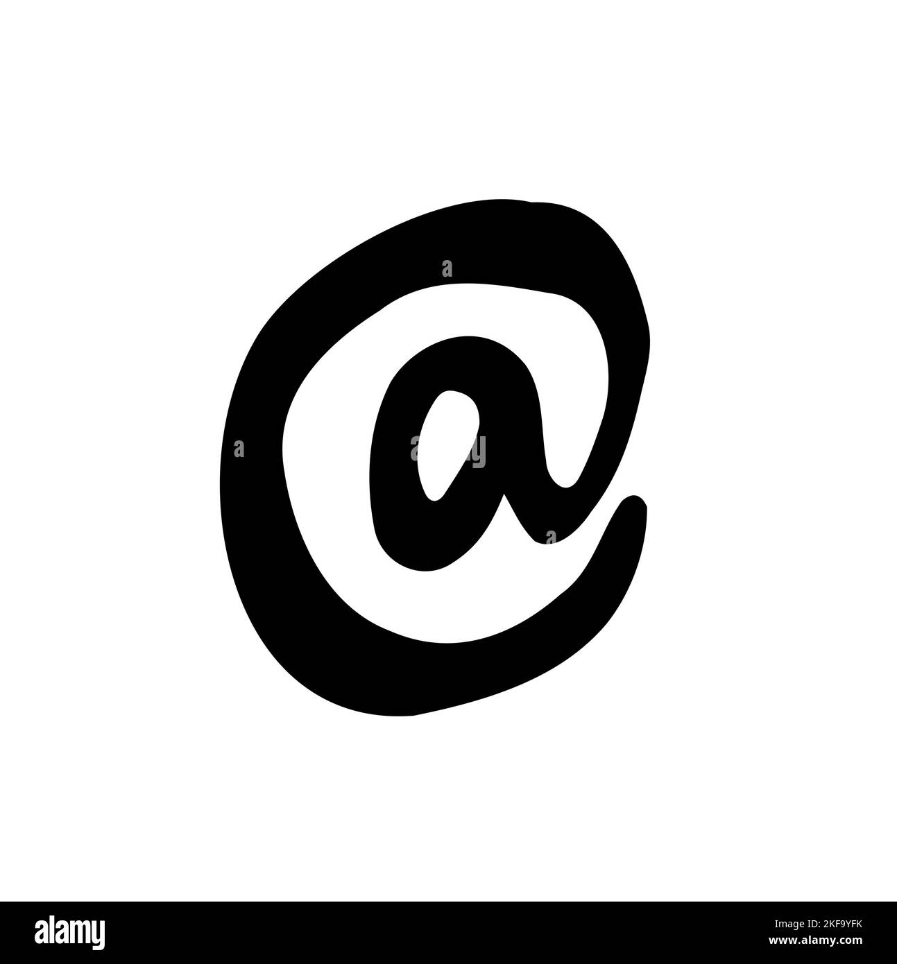 icona con il segno. Icona del segno dell'indirizzo e-mail in forma di glifo nero uniforme, isolata su sfondo bianco Illustrazione Vettoriale