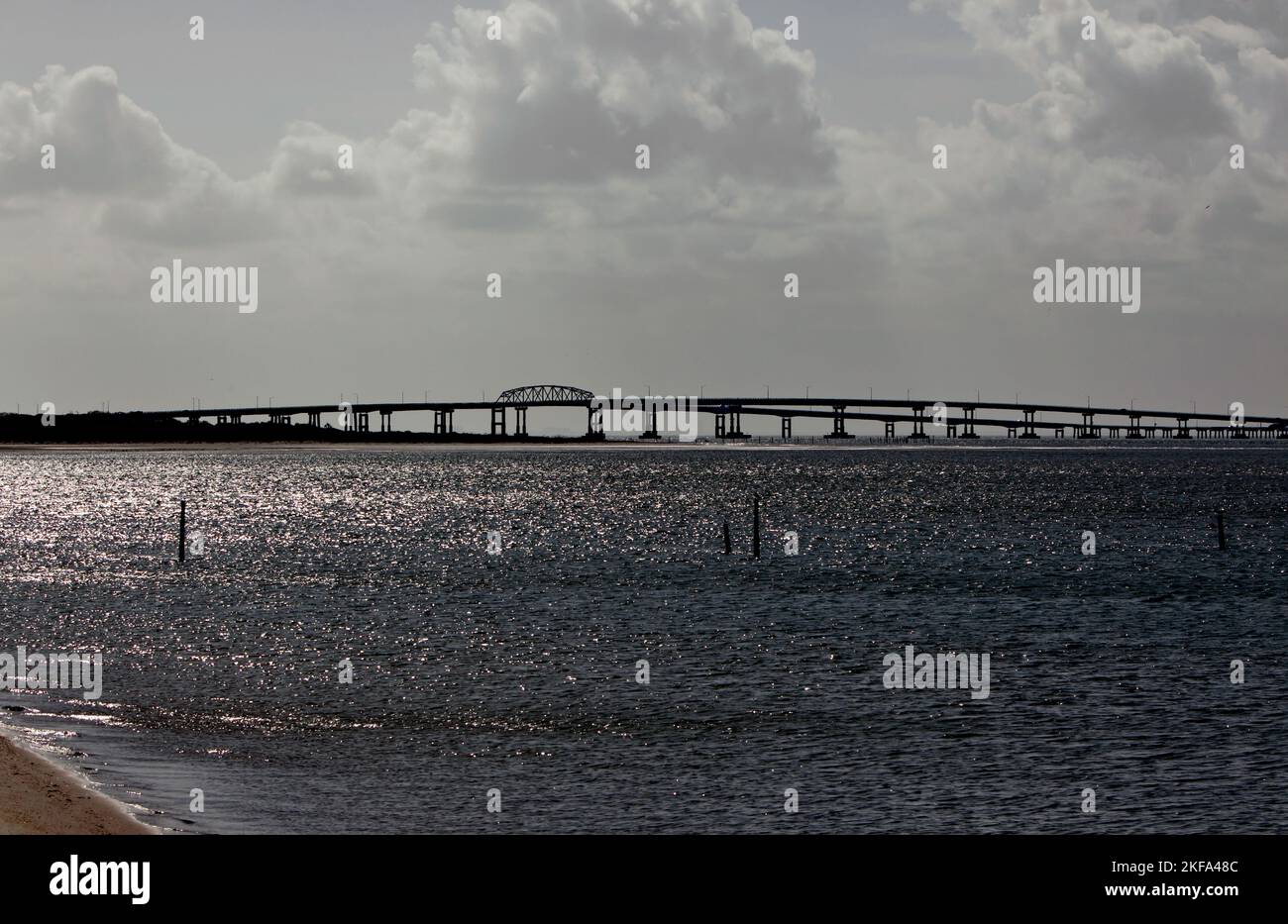 Vista di una sezione del ponte-tunnel della baia di Chesapeake, Foto Stock