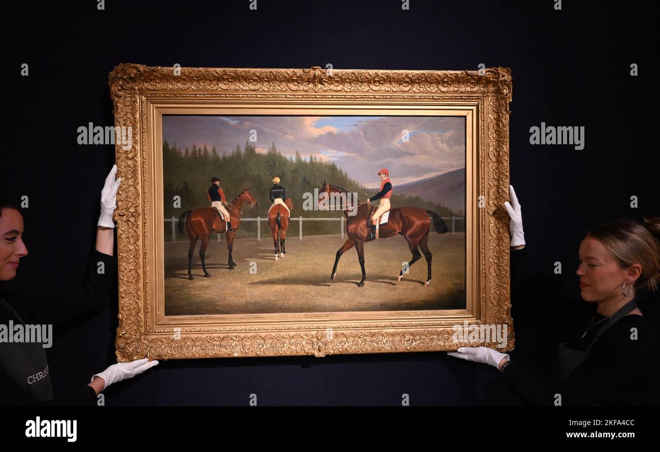 La collezione di Lord & Lady Weinstock si terrà a Christie's London il 22 novembre 2022 , Alcuni dei punti salienti includono l'inizio della Goodwood Gold Cup ,1831 dipinto stima £250.000 - 350.000 .A vicino coppia di Regence Ormolu-montato cinese Crackle-Glassato vasi e coperture stima £70.000 - 100,000 . Un bel 19 ° secolo Diamante Tiara stima £60.000 - 100000 .A Diamante Collana stima £70,000 - 90.000 . Anche Un pianoforte in mogano George 11 , Un letto a baldacchino George 11 Sycamore , Un paio di vasi sottopassati cinesi e Un Louis XV Enamelled Bimandele oro .. Foto Stock