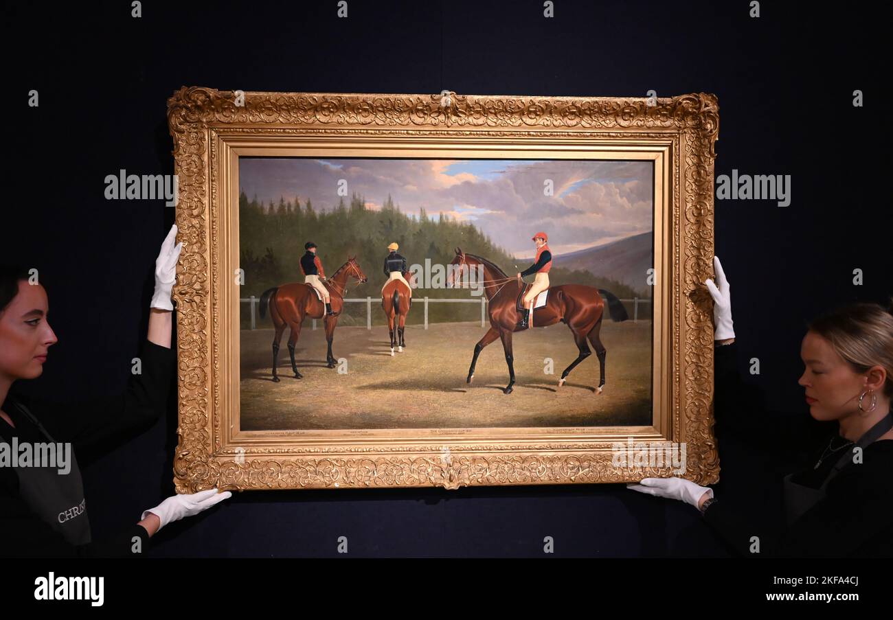 La collezione di Lord & Lady Weinstock si terrà a Christie's London il 22 novembre 2022 , Alcuni dei punti salienti includono l'inizio della Goodwood Gold Cup ,1831 dipinto stima £250.000 - 350.000 .A vicino coppia di Regence Ormolu-montato cinese Crackle-Glassato vasi e coperture stima £70.000 - 100,000 . Un bel 19 ° secolo Diamante Tiara stima £60.000 - 100000 .A Diamante Collana stima £70,000 - 90.000 . Anche Un pianoforte in mogano George 11 , Un letto a baldacchino George 11 Sycamore , Un paio di vasi sottopassati cinesi e Un Louis XV Enamelled Bimandele oro .. Foto Stock