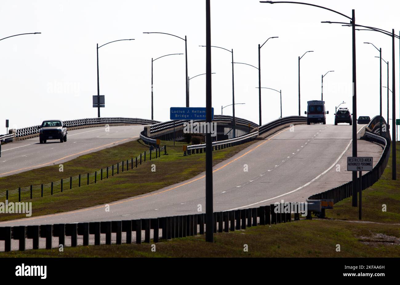 Vista ravvicinata di una sezione ponte del Lucius J. Kellam Jr. Ponte-tunnel. Foto Stock