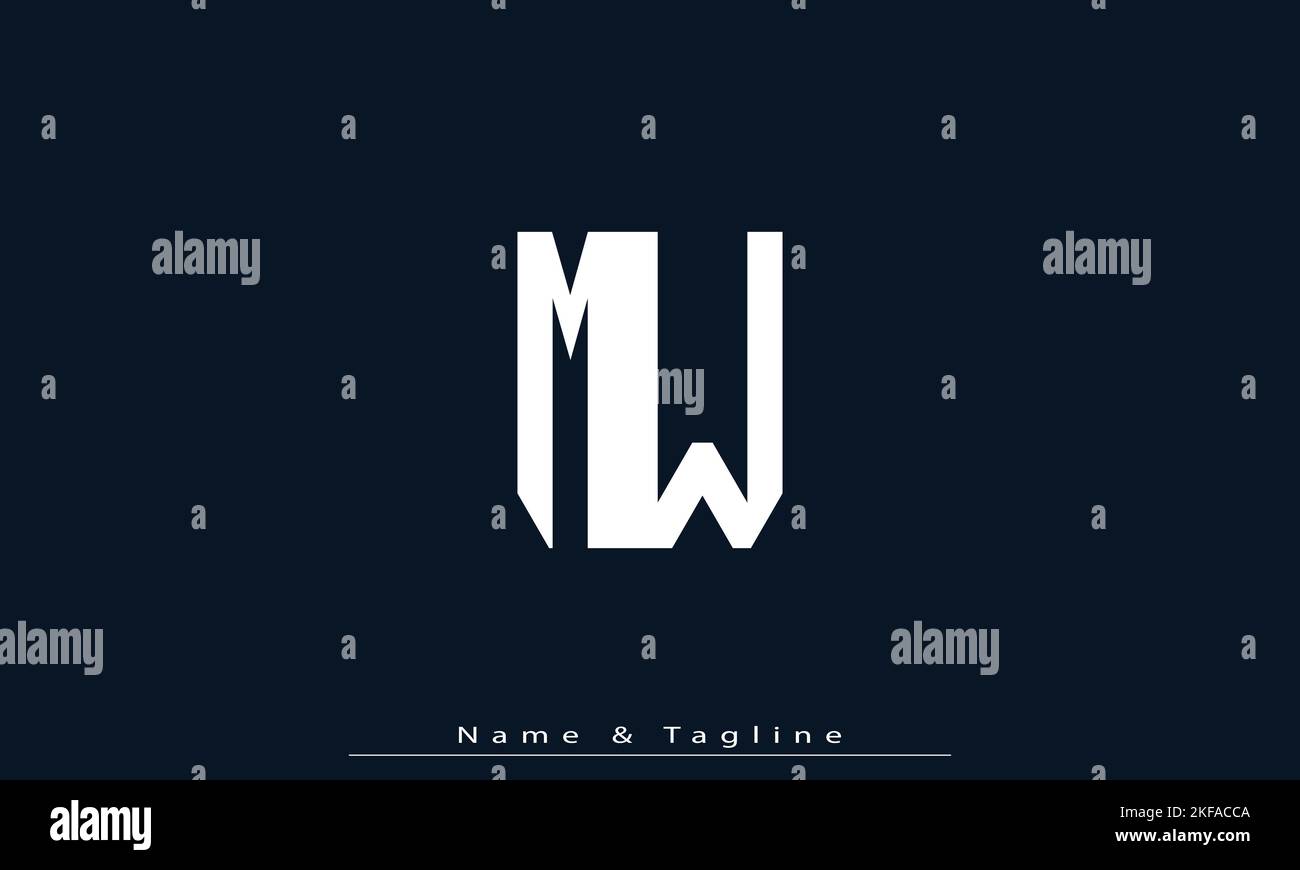 Lettere alfabetiche iniziali logo monogramma MW , WM Illustrazione Vettoriale
