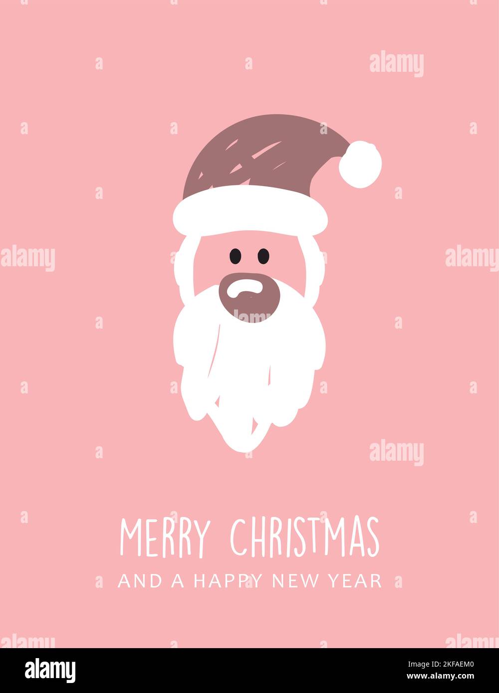 babbo natale con naso rosso disegno biglietto di auguri di natale su sfondo bianco Illustrazione Vettoriale
