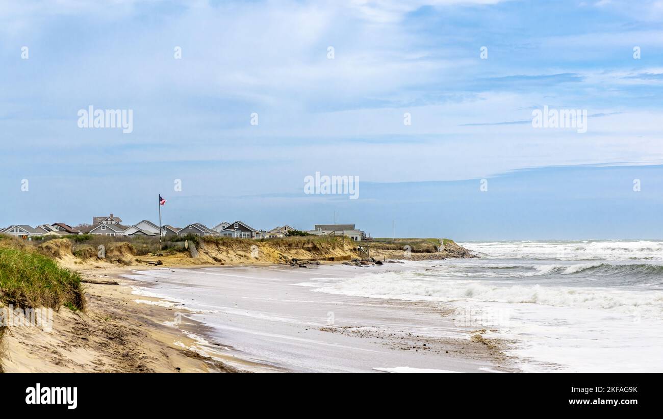 Pianure di fossato e l'oceano atlantico, Montauk, NY Foto Stock