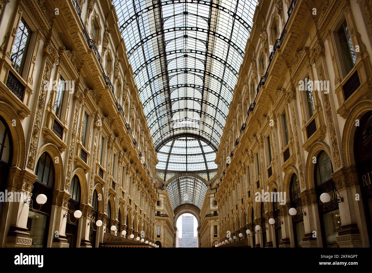 Galleria Vittorio Emanuele II guardando verso sud Foto Stock