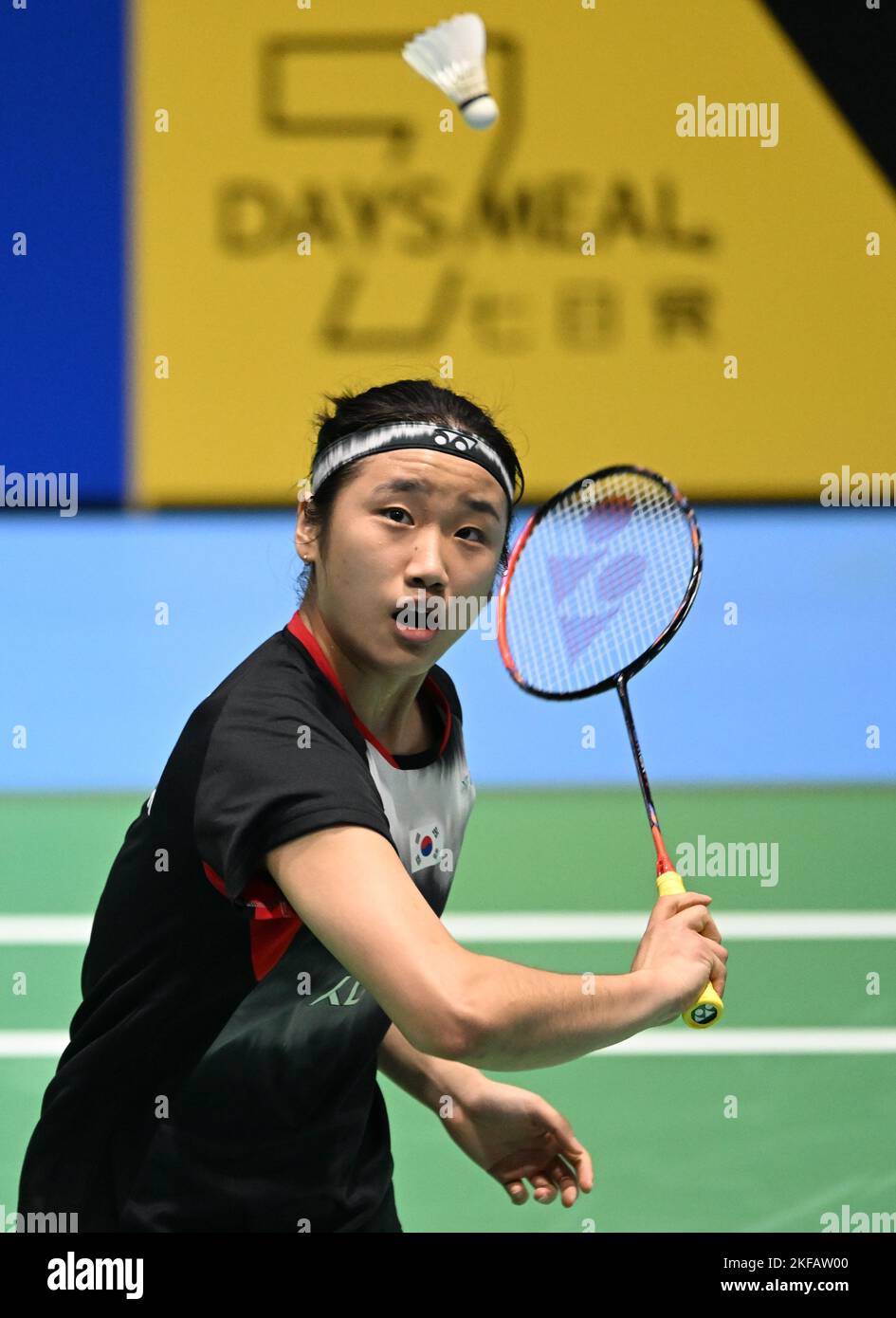 Un se Young of Korea visto durante il 2022° TURNO di 16 donne Australian Badminton Open del GRUPPO SATHIO contro Asuka Takahashi del Giappone. Un se ha vinto la partita 21-15, 21-9. (Foto di Luis Veniegra / SOPA Images/Sipa USA) Foto Stock