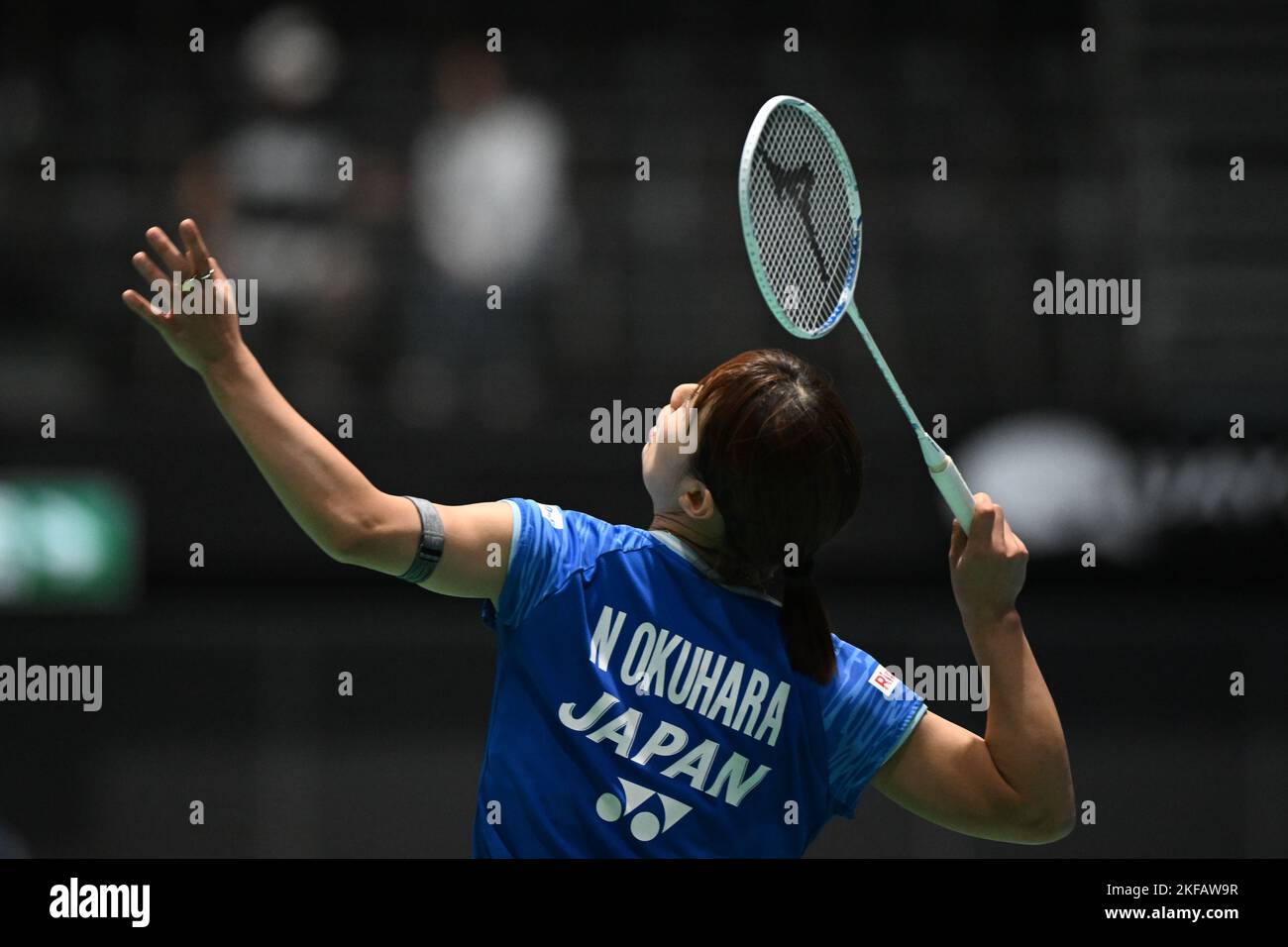 Nozomi Okuhara del Giappone visto durante il 2022° TURNO femminile australiano Badminton Open del gruppo SATHIO di 16 contro Petri Kusuma Wardan dell'Indonesia. Okuhara ha vinto la partita, 21-17, 16-21, 21-17. (Foto di Luis Veniegra / SOPA Images/Sipa USA) Foto Stock