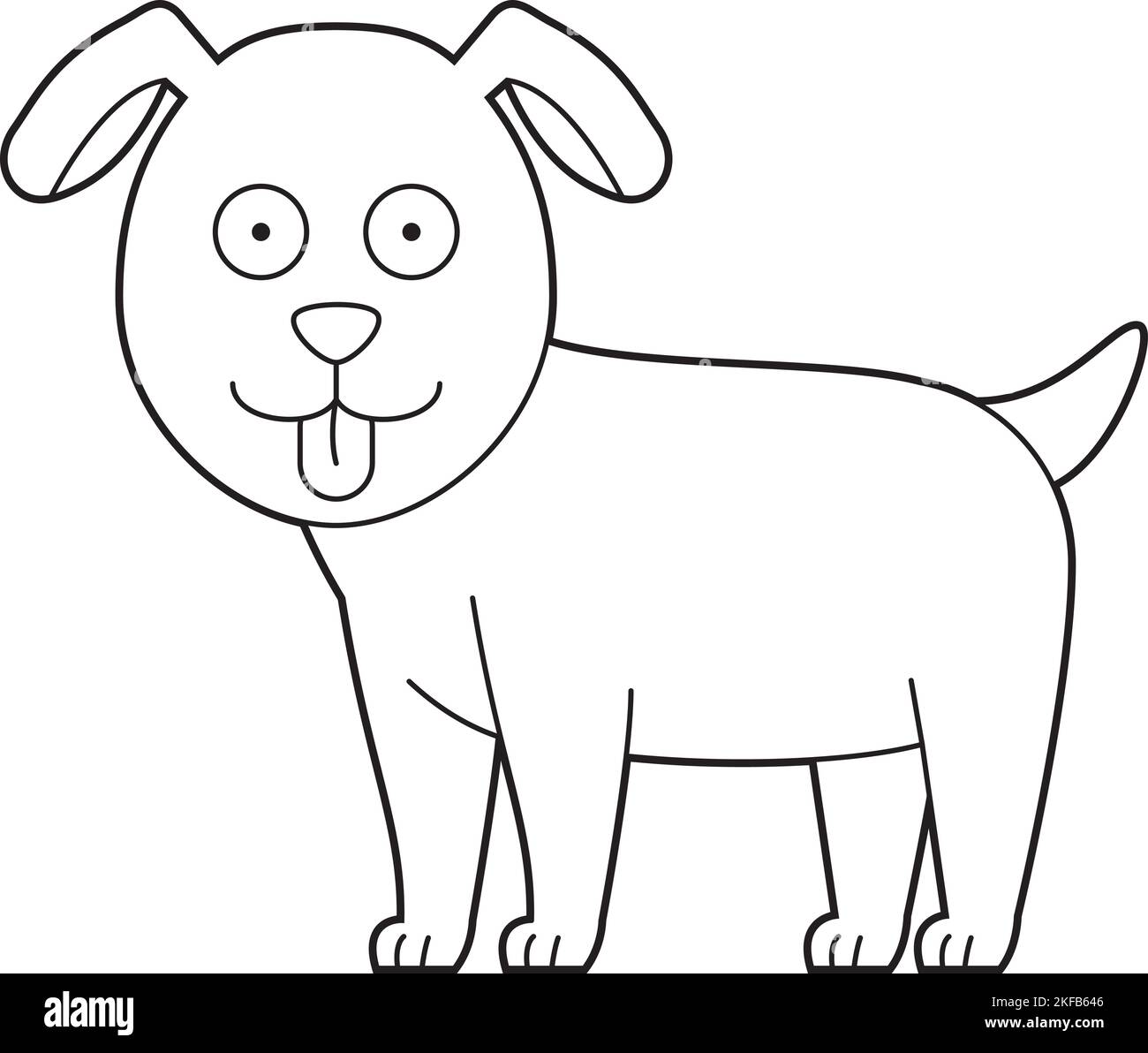 Facile colorazione cartoon vettoriale illustrazione di un cane Illustrazione Vettoriale